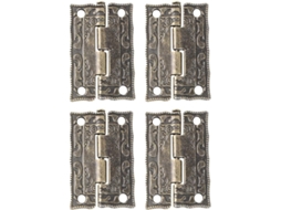 Conjunto De 4 Dobradiças Em Liga Zinco Com Acabamento Bronze Antigo E Parafusos Ferragens Decorativas Retrô Para Caixas