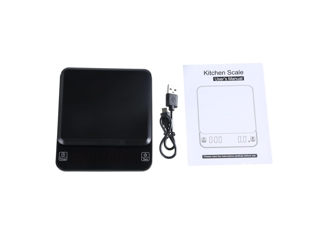 Balança Digital Cozinha E Café, Balança Café Com Temporizador, Pesos Leves, Solução De Pesagem 3kg 0, 1g