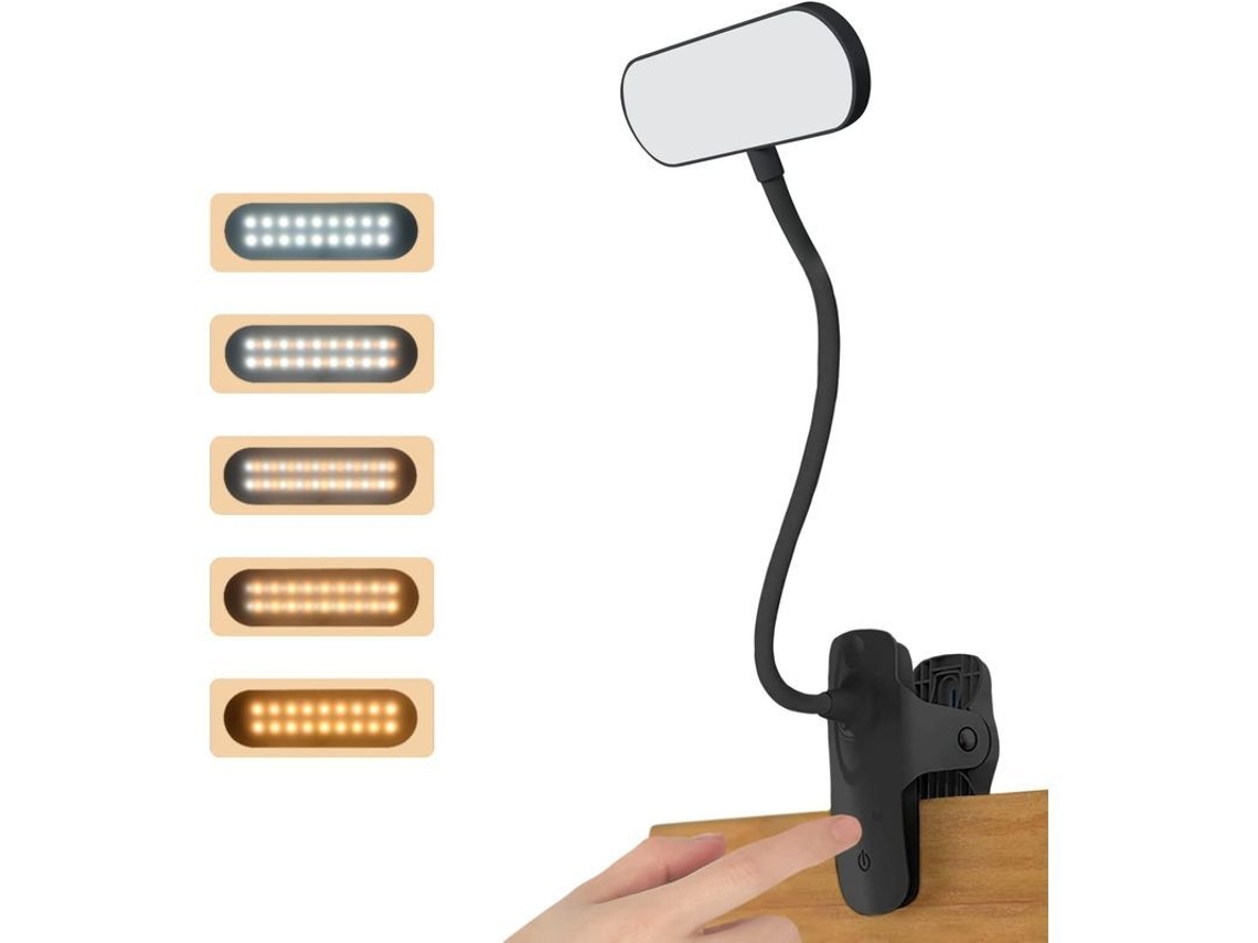 Lâmpada De Escritório Led Sem Fio, 5 Modos De Cor, 5 Regulagens De Brilho, Pescoço Flexível 360°, A+++