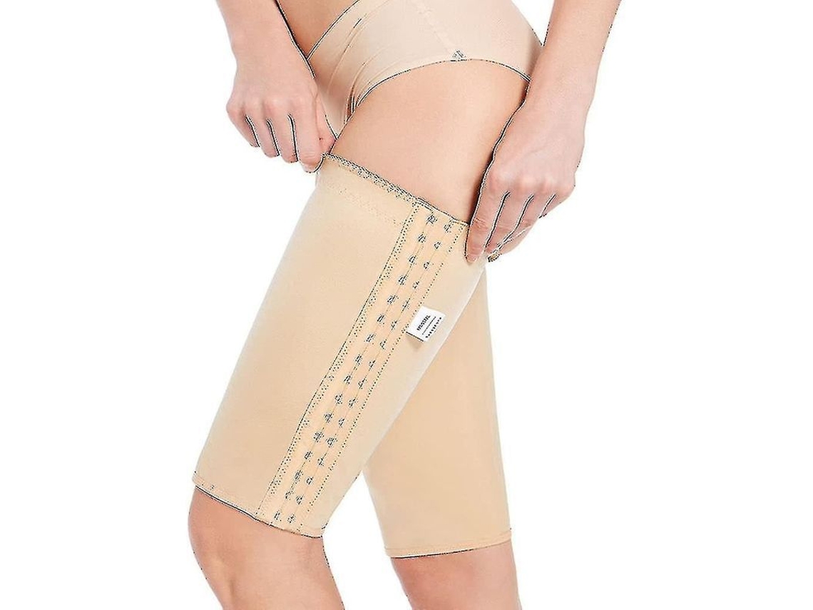 Mangas de compressão modeladoras para coxas, modelo 2026, leves e invisíveis, feitas com tecido elástico de nylon e elastano.