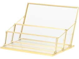 Porta cartões de Visita Amosfun em Cobre Dourado, Estável e Fácil Limpar, com Design Retangular Elegante Moder