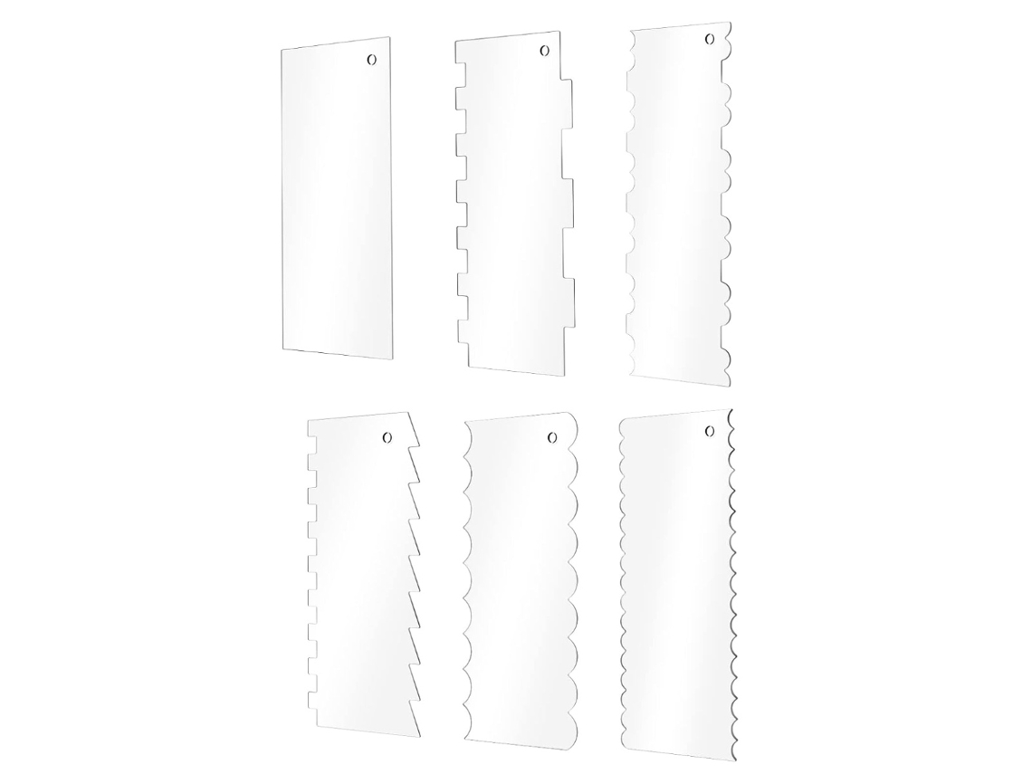 Conjunto de Espátulas de Acrílico Transparente para Bolos Alisador Espátula e Pente para Borda NEVEANCE