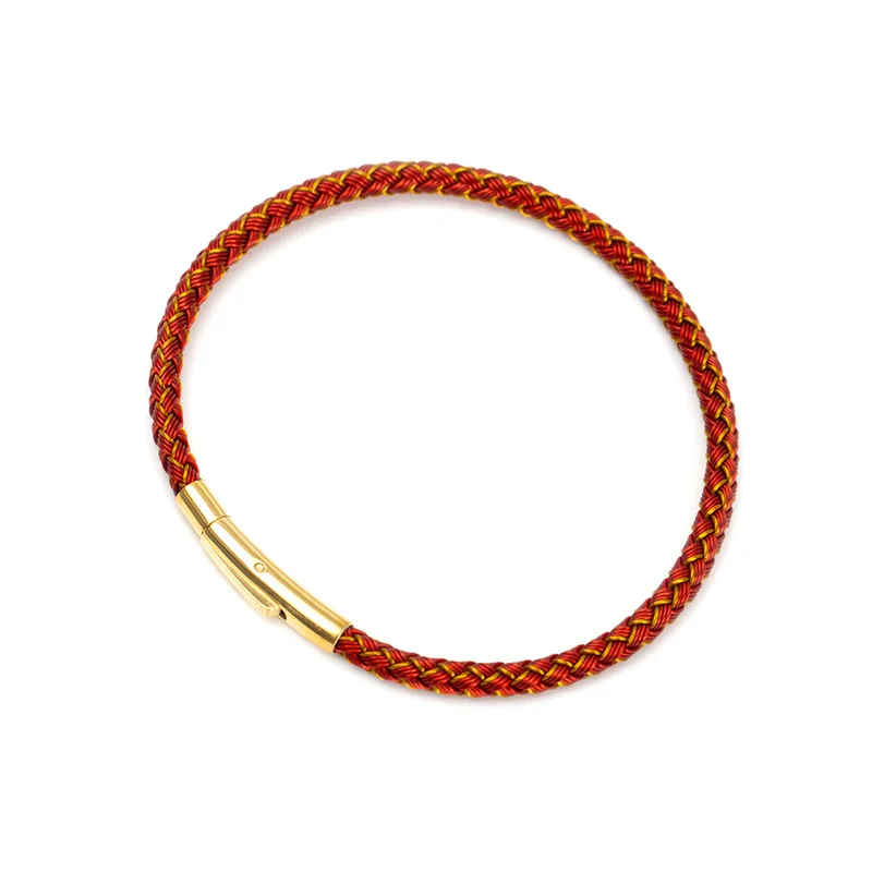 Pulseira Luxuosa e Charmosa Multicolorida com Fio de Aço Inoxidável e Cordão À Prova D'água. MDUG (dourada e Vermelha, 18 Cm)