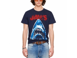 Rockinstone Jaws Movie Halftone Navy Adult T-shirt Size:xxxl