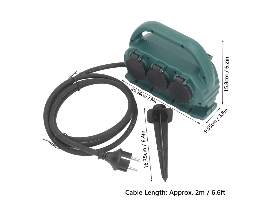 Laxiscreed Tomada Exterior Ip44 À Prova De Água Para Jardim, 6 Tomas Resistentes E Seguras