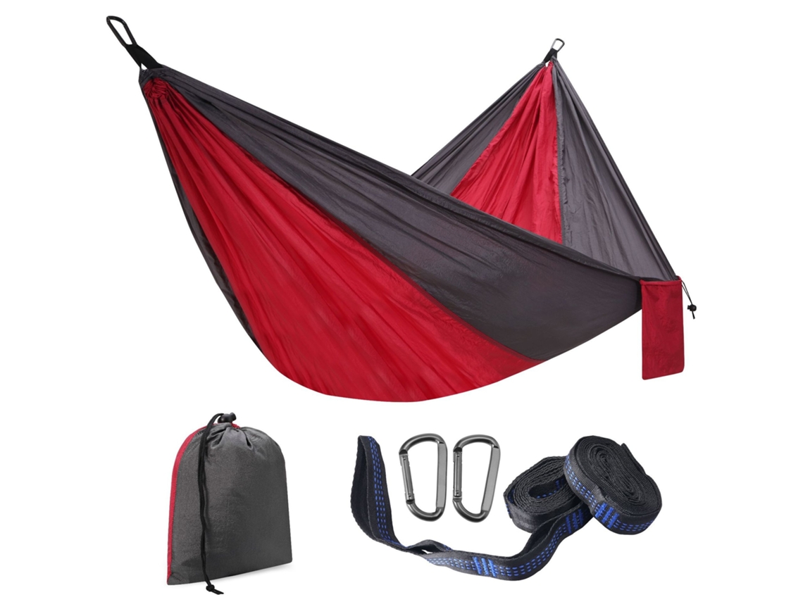 Cintas Para Rede Lurelia 275x140 Cm, Mosquetões Para Baloiço E Árvore Em Nylon, Cor Vermelho Acinzentado, Uso Exterior