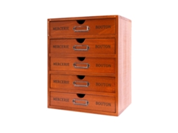 Organizador De Mesa, Madeira, Armazenamento Com 5 Gavetas, Marrom