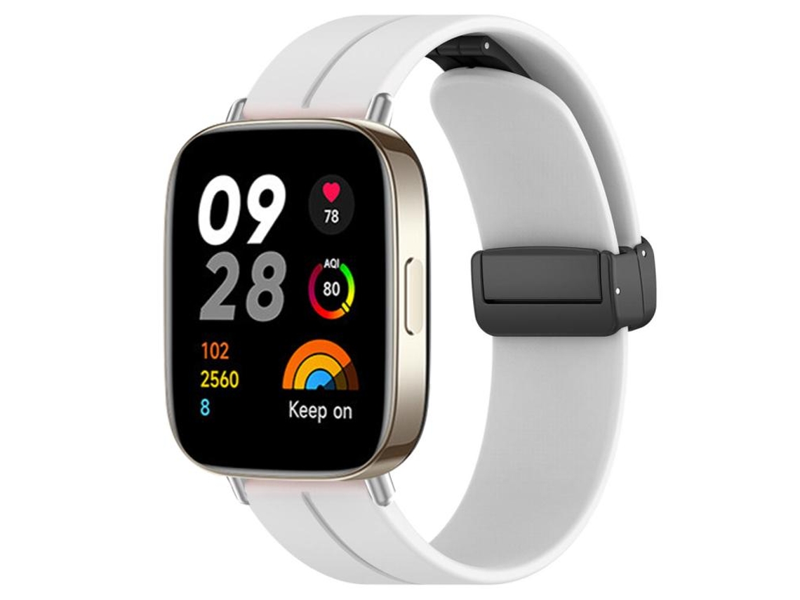 Bracelete para Redmi Watch 3 XIAOMOYU em Silicone Cabeça Chata com Fivela Preta Branca