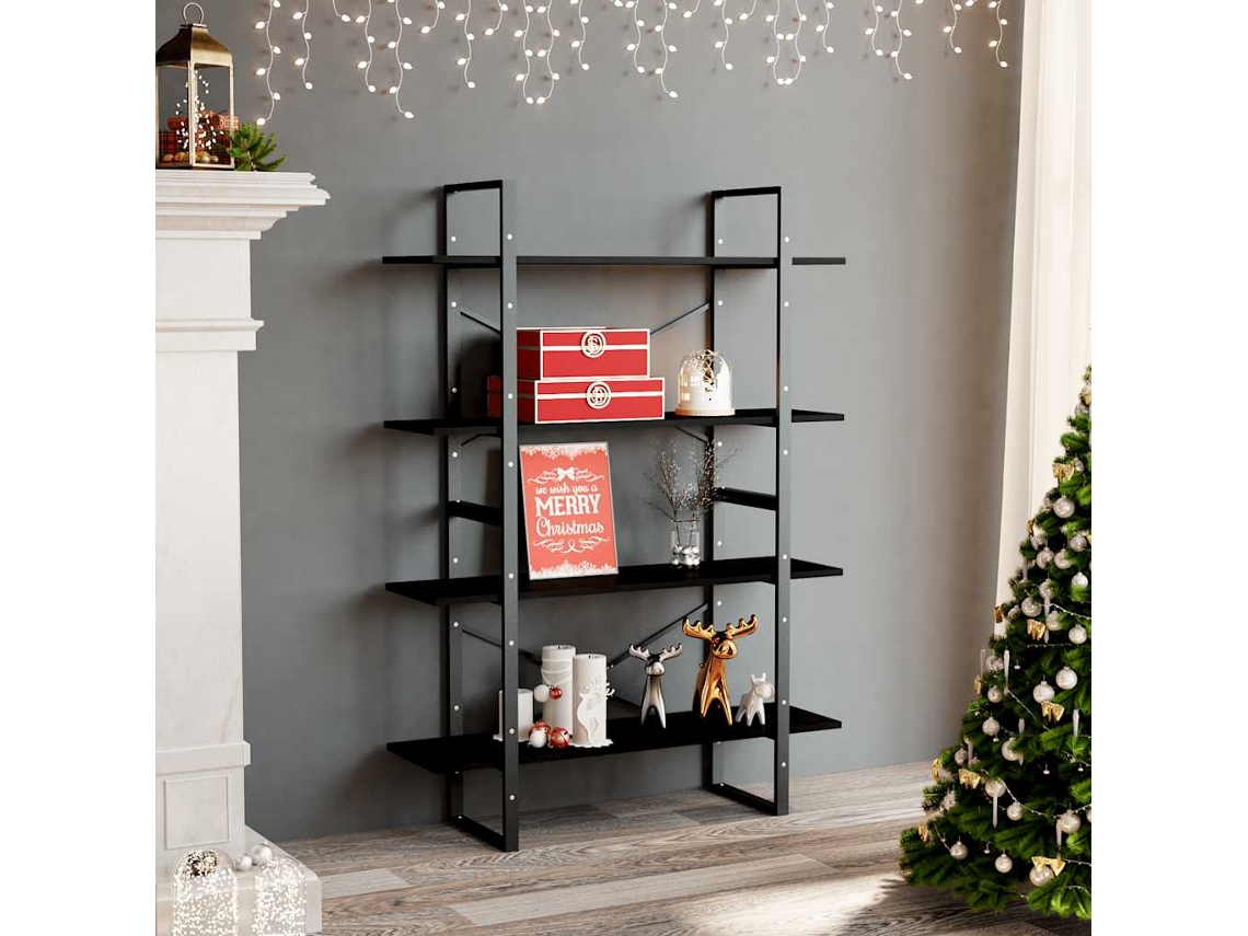 Vidaxl Estante Com 4 Prateleiras 100x30x140 Cm Pinho Maciço Preto