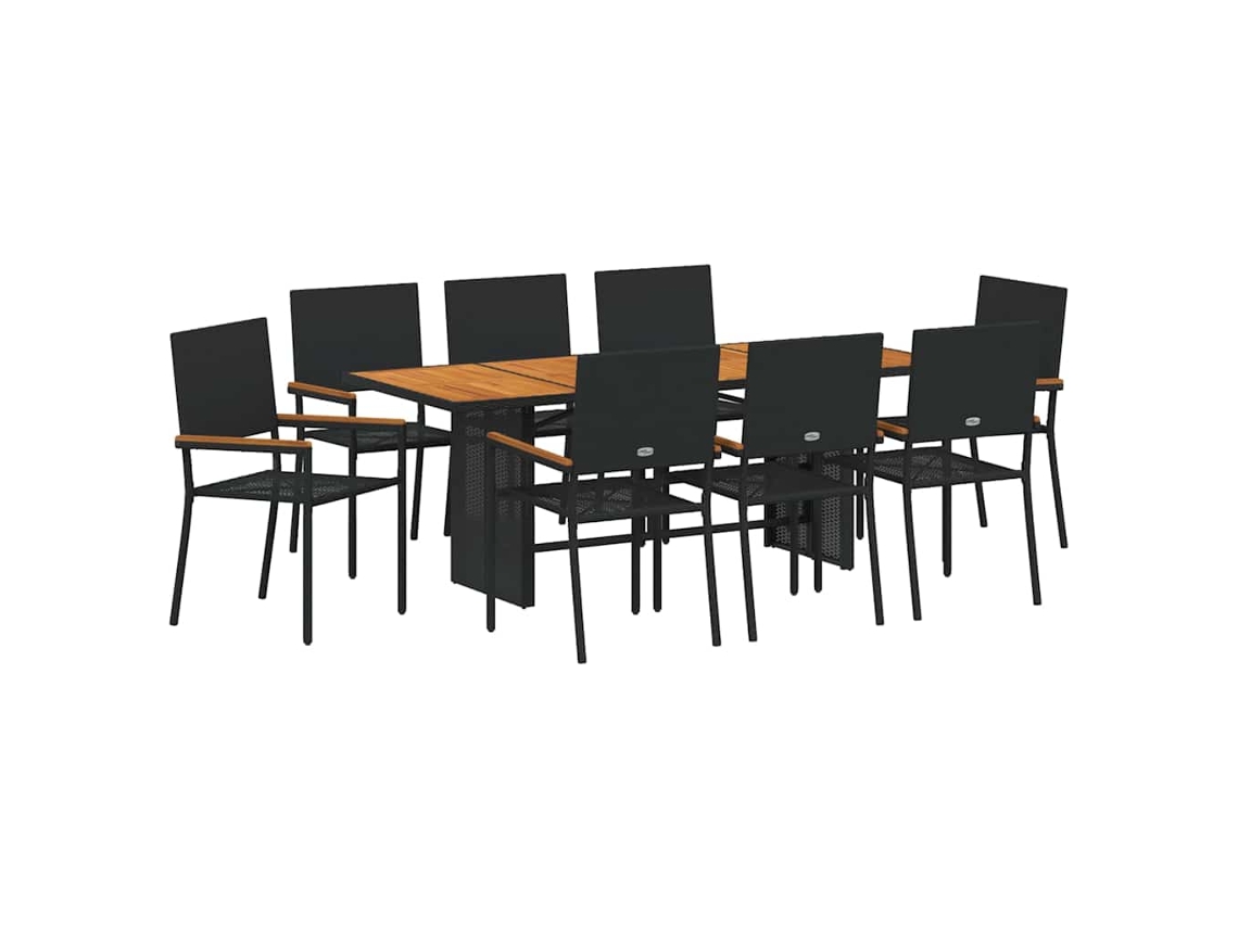 Maison Exclusive - Conjunto De Jantar Para Jardim 9 Pcs Preto Vime Pe