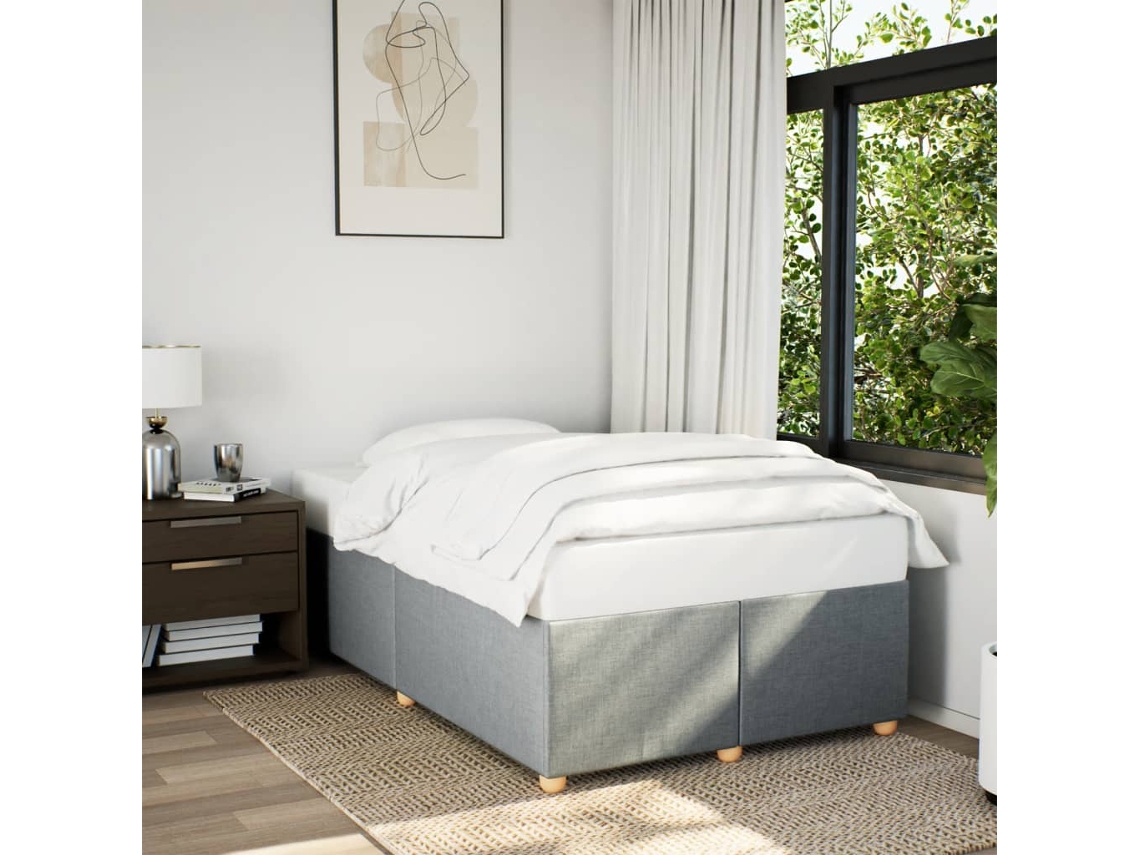 Estrutura De Cama Sem Colchão 120x200 Cm Tecido Cinzento-claro