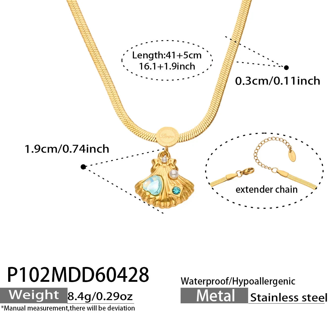 Colar Feminino Com Pingente De Concha Do Mar Banhado A Ouro 316l E Strass.