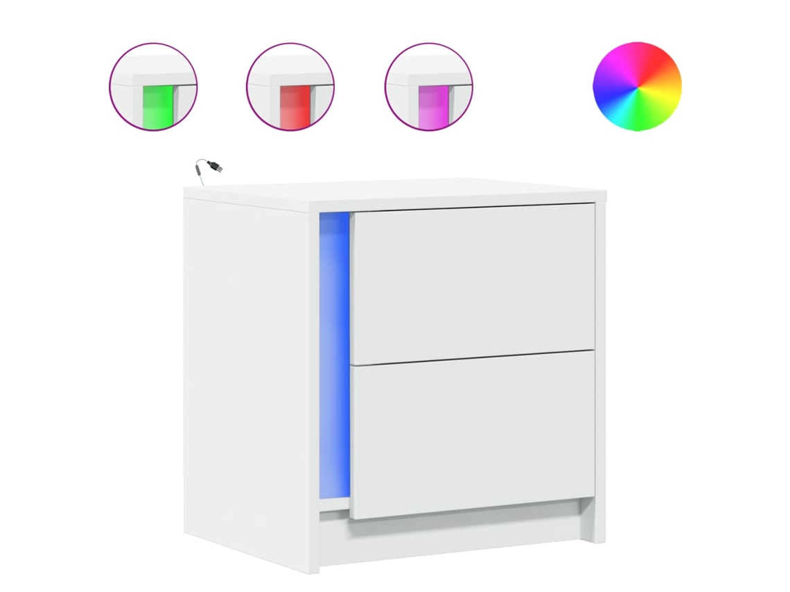 Bedside Cabinet, Bedside Cabinets Vidaxl Branco Madeira Processada (n/a)