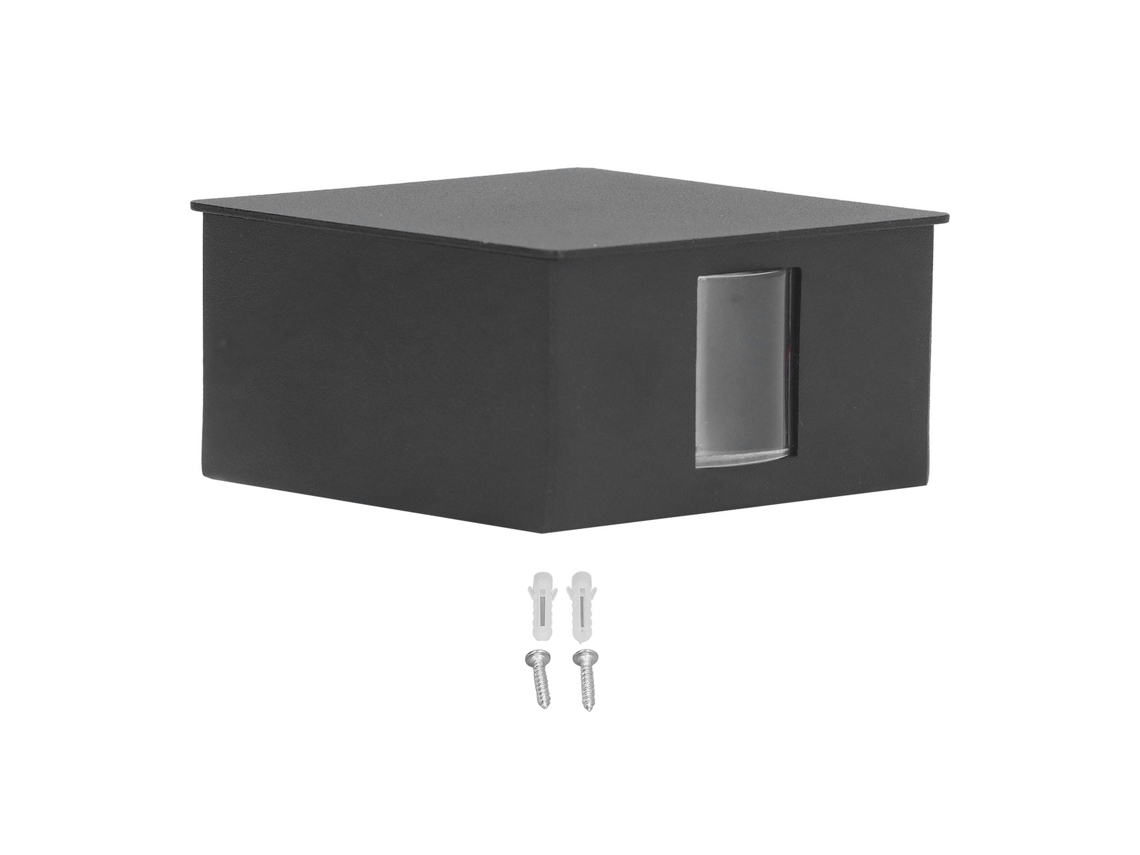 Lâmpada de Parede LED beam design quadrado retro luz quente 3W alumínio AC85-265V hotel preto | S/MARCA