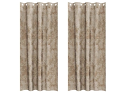 Conjunto 2 Cortinas De Veludo Vidaxl Bege Veludo (225 X 140 Cm)