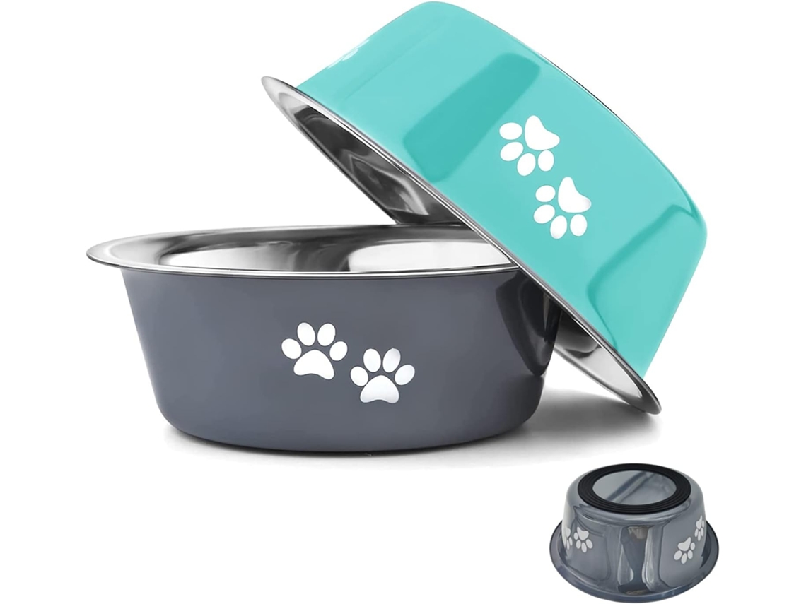 Tigelas para Comida e Água para Cães de Pequeno e Médio Porte com Base de Silicone Antiderrapante, de Aço Inoxidável para Cães AQUAFORGE