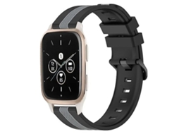 Lurelia Pulseira Vertical Garmin Forerunner Sq2 Music De 20 Mm, Silicone Bicolor, Preta E Cinza, Acabamento Moderno
