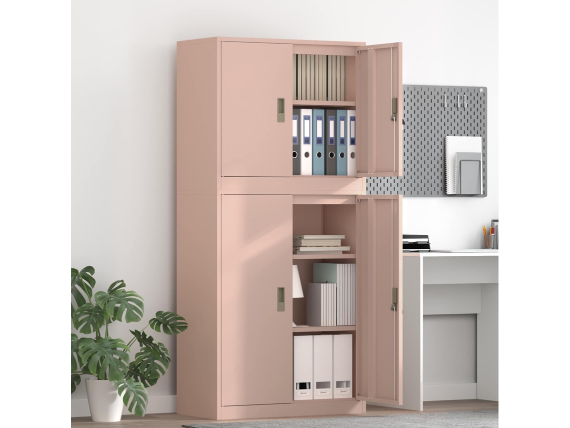 Vidaxl Armário De Arrumação 2 Unid. Rosa 80 X 40 X 175 Cm Aço