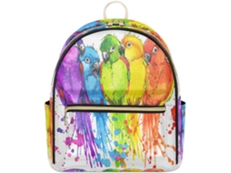 Mochila Tropicallife Feminina e Infantil em Couro com Estampa de Pássaros em Aquarela Prints Pe Impermeável Tamanho P/MARCA