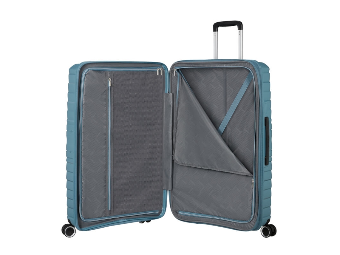 Mala grande azul American Tourister Flytwist, 78 cm, expansível nas 4 rodas