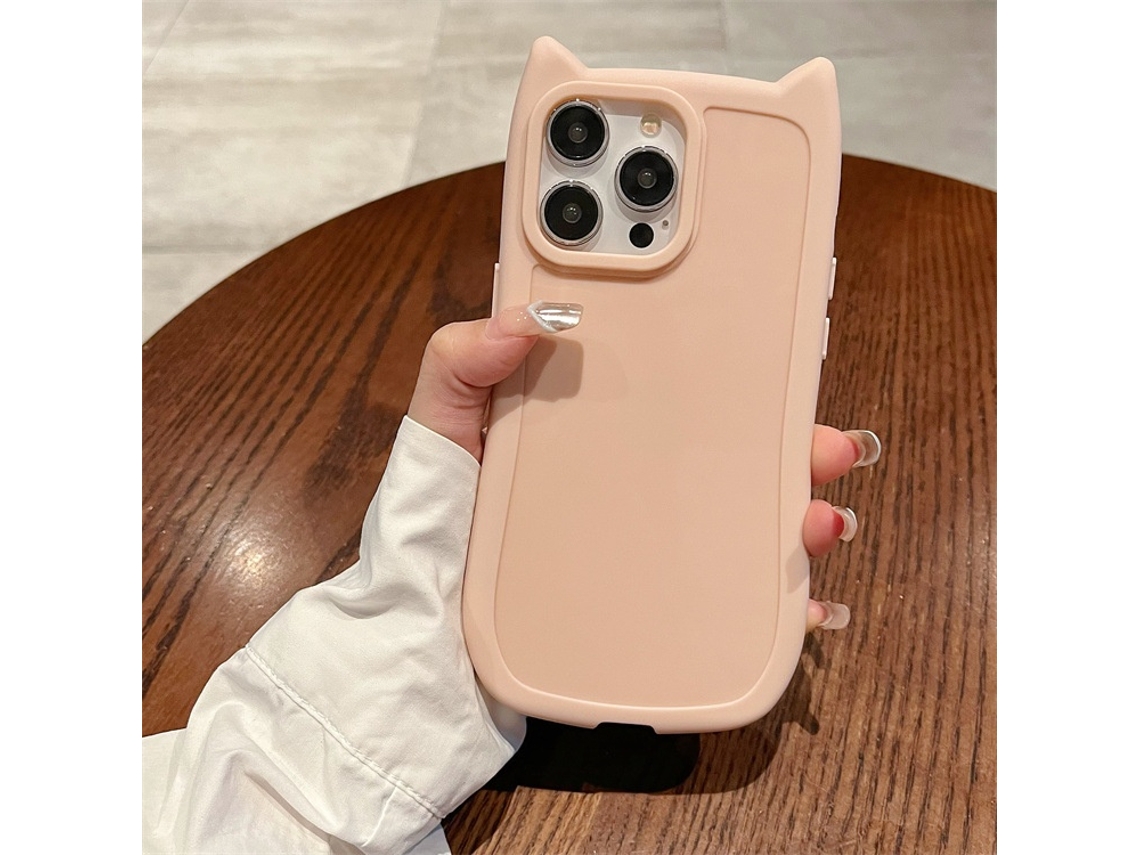 Capa Para Iphone 17 Pro Max Com Orelhas De Gato Rosa Sakura, Cor Sólida.