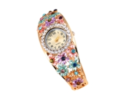 Relógio de Pulseira Feminino Elegante Retro Moda com Quartzo e Strass de Liga