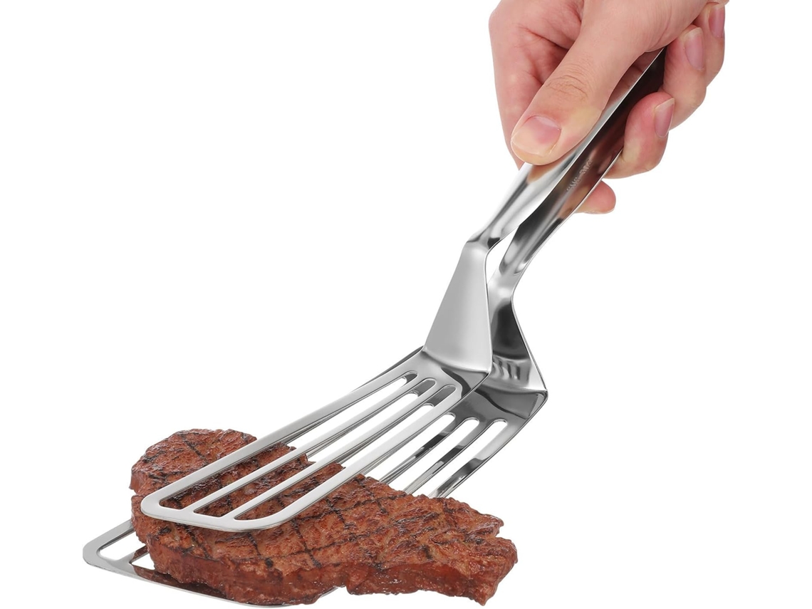 Pinça De Peixe Em Aço Inoxidável 1 Peça, Multifuncional, Ideal Para Bifes E Grelhados, Com Cabo Longo, Anti Queimaduras