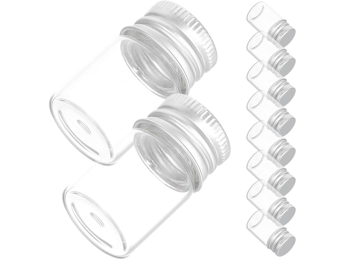 Conjunto De 10 Mini Frascos De Vidro Com Tampas De Alumínio, Recipientes