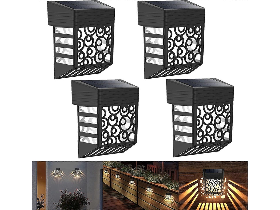 Fortand Luminárias Solares de Jardim, Pacote com 4, Luminárias Solares de Parede para Exterior, IP54 à Prova d'Água, Decorativas, para Pátios e Caminhos. Brilvibera