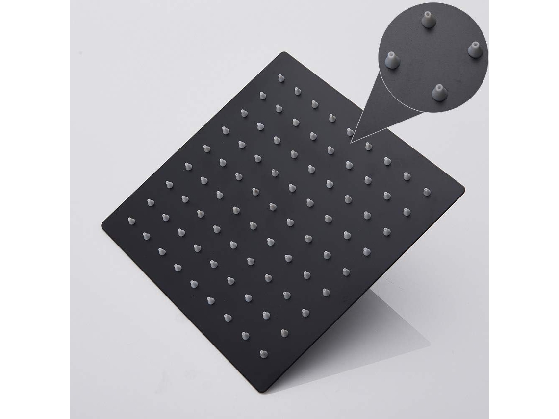 Chuveiro De Teto Ultrafino Preto De 150 Mm Com Barra De Suporte.