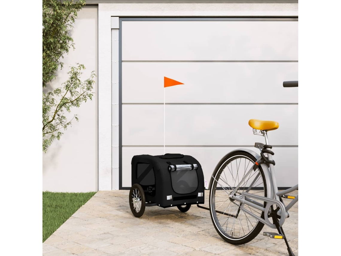 Vidaxl Reboque Bicicleta P/ Animais Tecido Oxford/ferro Preto