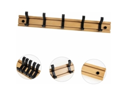 Cabide de Parede em Bambu com 5 Ganchos Alumínio Móveis, Ideal para Entrada, Banheiro e Quarto BRILVIBERA (klb)