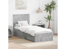Vidaxl Estrutura da Cama com Gaveta Cinza Concreto e Prata 70 X 190 Cm