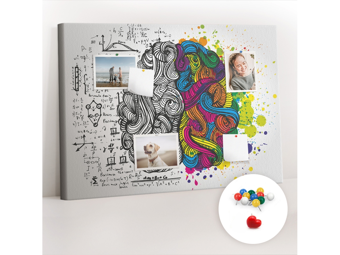 Quadro De Cortiça Com Impressão Abstração Cerebral Para O Quarto Das Crianças Espelharte (70x100 Cm)