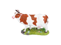 Ornamento de Vaca em Resina Marrom e Branco Figura Animal para Decoração de Casa Jardim Bonsai