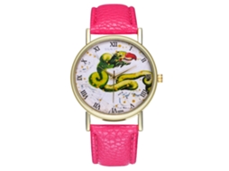 Reloj De Pulsera Analógico De Dial Redondo De Cuarzo Moda (rojo Rosa)