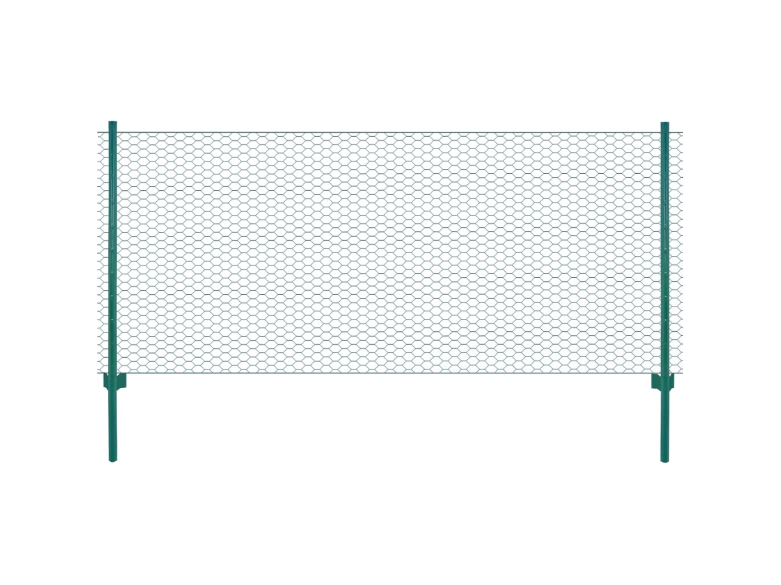 Vidaxl Cerca De Arame Com Postes Aço 25x1 M Verde