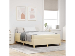 Vidaxl Estrutura da Cama com Colchão Creme 160 X 200 Cm Tecido
