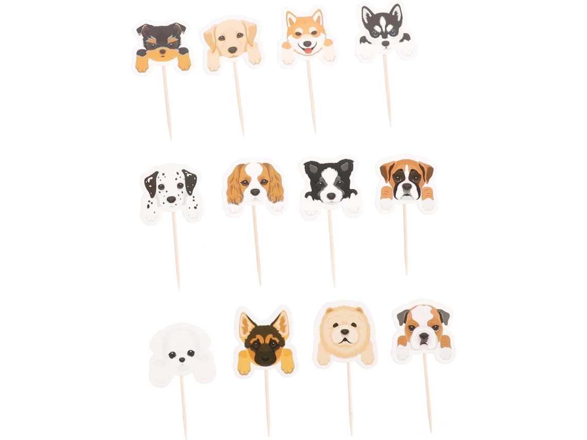 Kit De Decoração Para Bolo Com 36 Peças Em Formato De Rosto De Cachorro.
