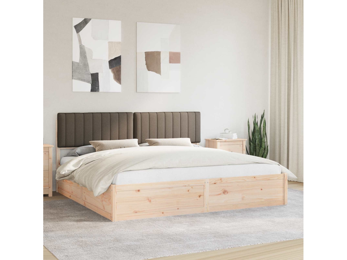 Vidaxl Estrutura De Cama Com Cabeceira Estofada Cinzento-acastanhado