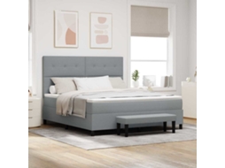 Vidaxl Cama Box Com Cabeceira Cinzento-claro 180 X 200 Cm Tecido
