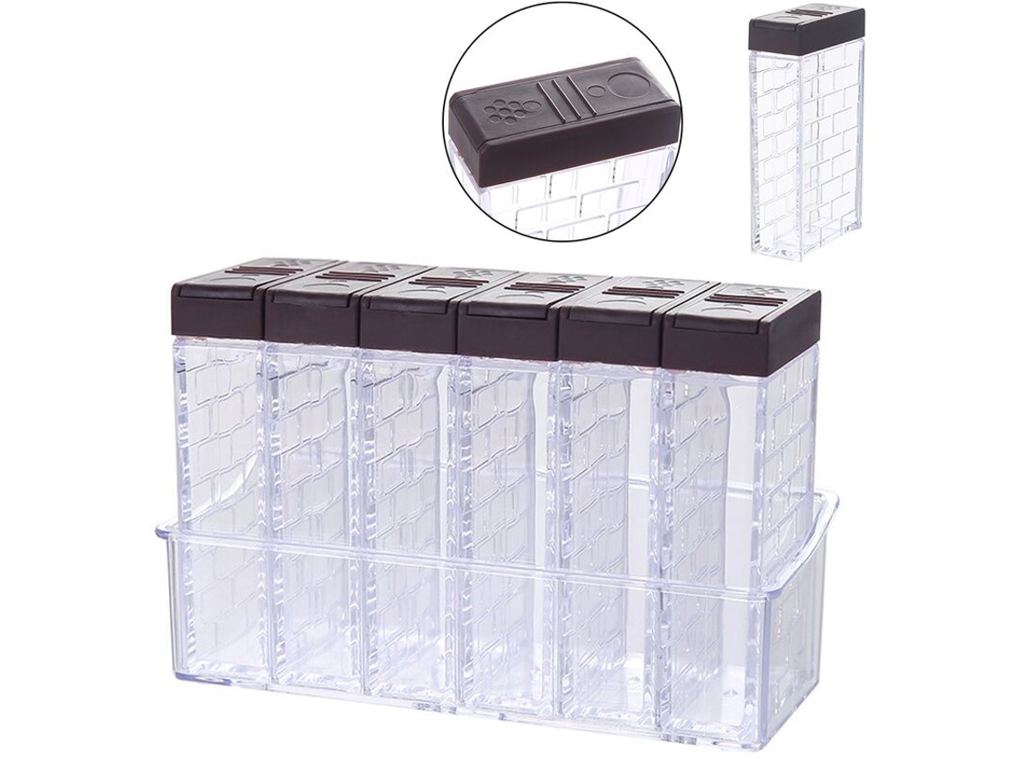 Pote Para Temperos Conjunto 6 Peças Marrom Cozinha
