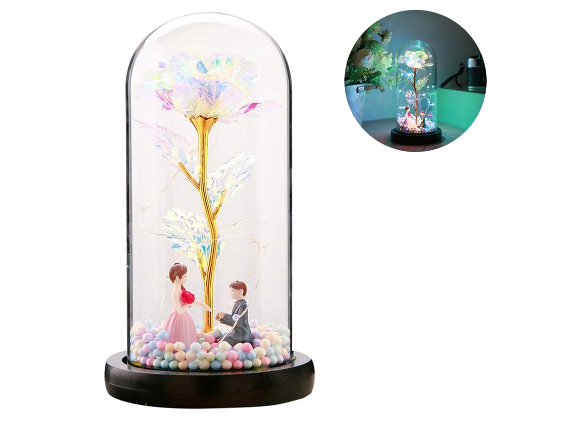 Rosas Artificiais com Cobertura de Vidro Colorido para Velas, Modelo para Pedido de Casamento BRILVIBERA