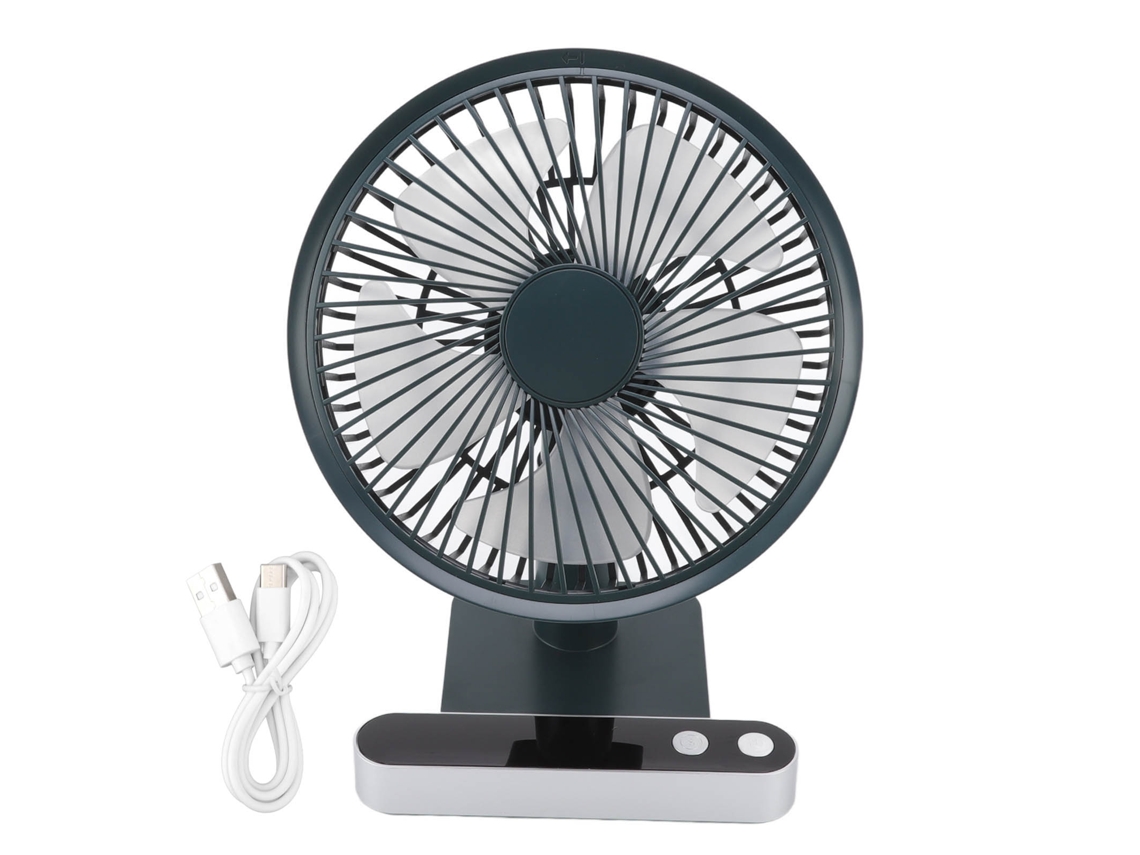 2026zentro-ventilador De Mesa Pequeno Usb 4 Níveis Baixo Ruído 180° Oscilação Automática Recarregável 5000mah Com Display Led Verde