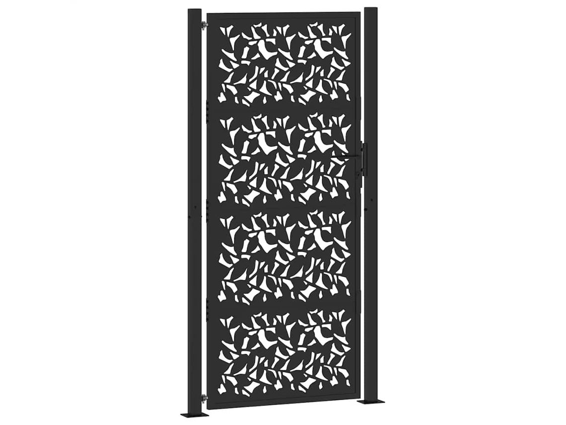Maison Exclusive - Portão De Jardim Preto 100x200 Cm Com Design De Folha De Aço