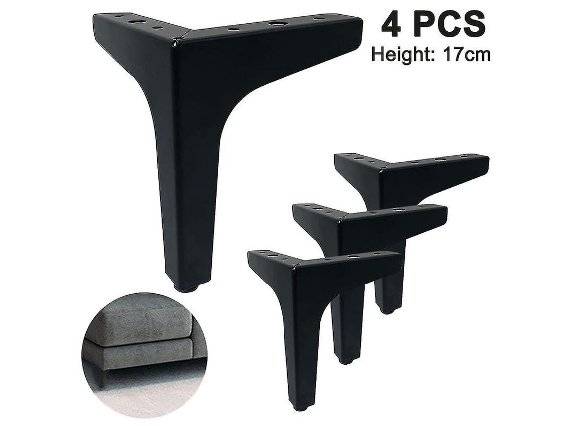 4 Pack Pés de Sofá de Metal, Estilo Moderno para Móveis Diy, 10cm/15cm/17cm 10 Cm Negro