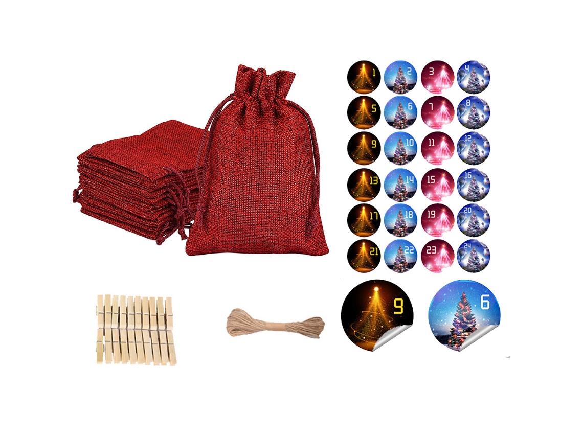 Bolsas De Natal Com 24 Calendários Do Advento E Cordão