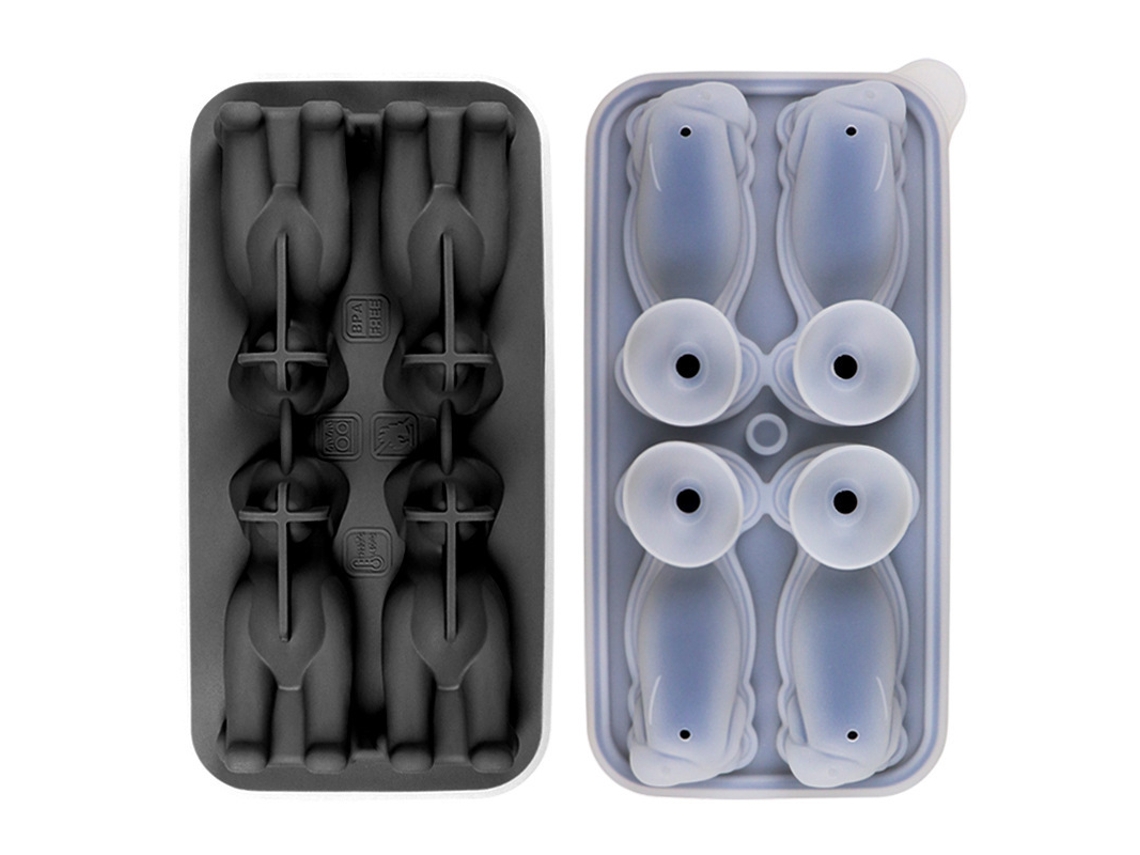 Forma De Gelo 3d Em Formato Labrador, Livre De Bpa, Fácil De Desenformar E Adequada Para Máquina De Lavar Loiça. Preto Hexinyigjly