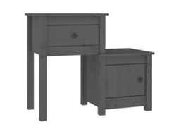 Bedside Cabinet, Bedside Cabinets Vidaxl Cinzeto Madeira De Pinho (n/a)