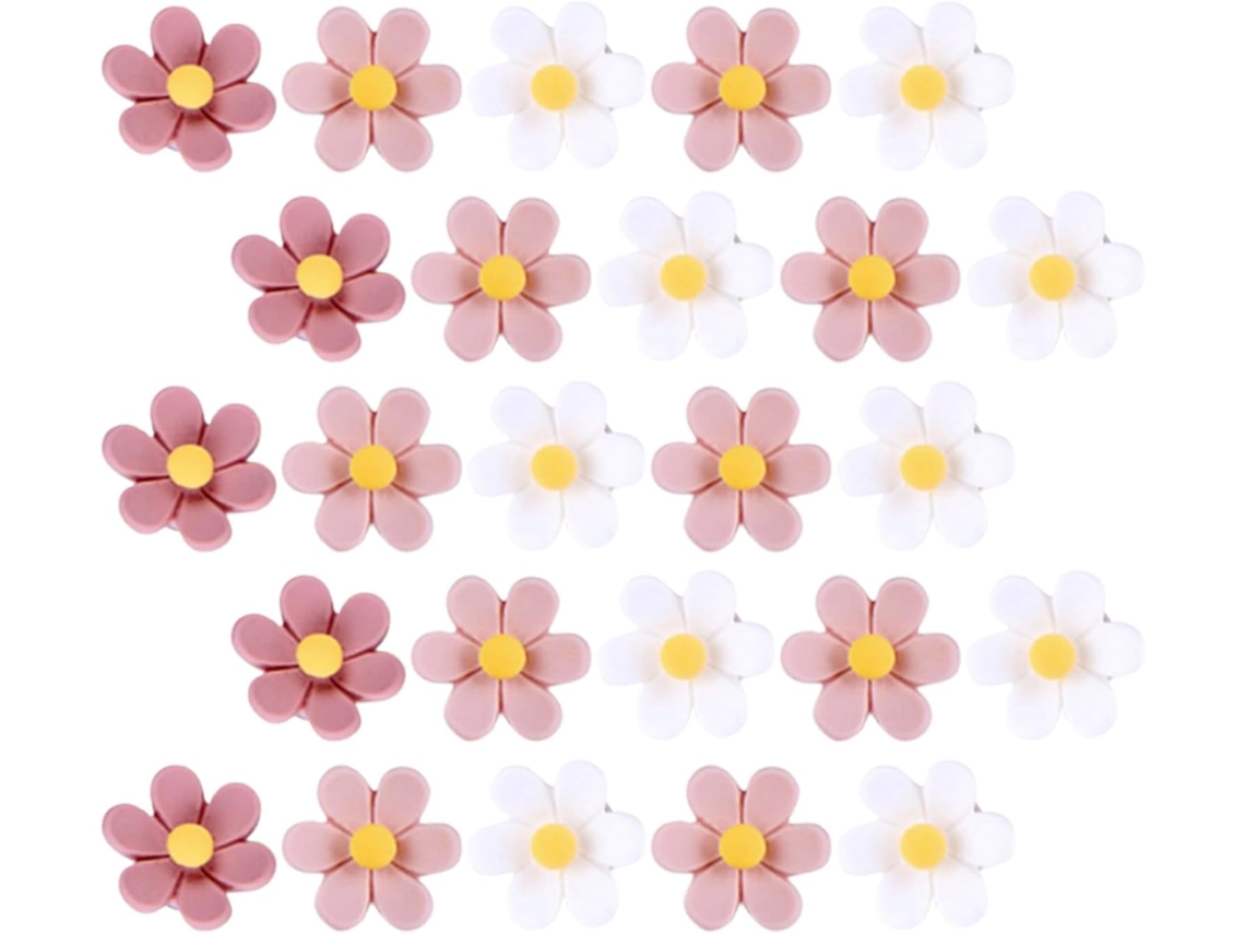 Conjunto De 30 Alfinetes Decorativos Em Resina 3d Com Formato Flor, Ideais Para Murais E Projetos De Artesanato